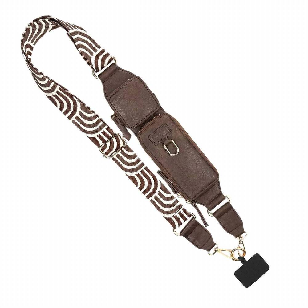 NEW SAVE THE GIRLS unisex zip & clip rfid phone crossbody strap in espresso